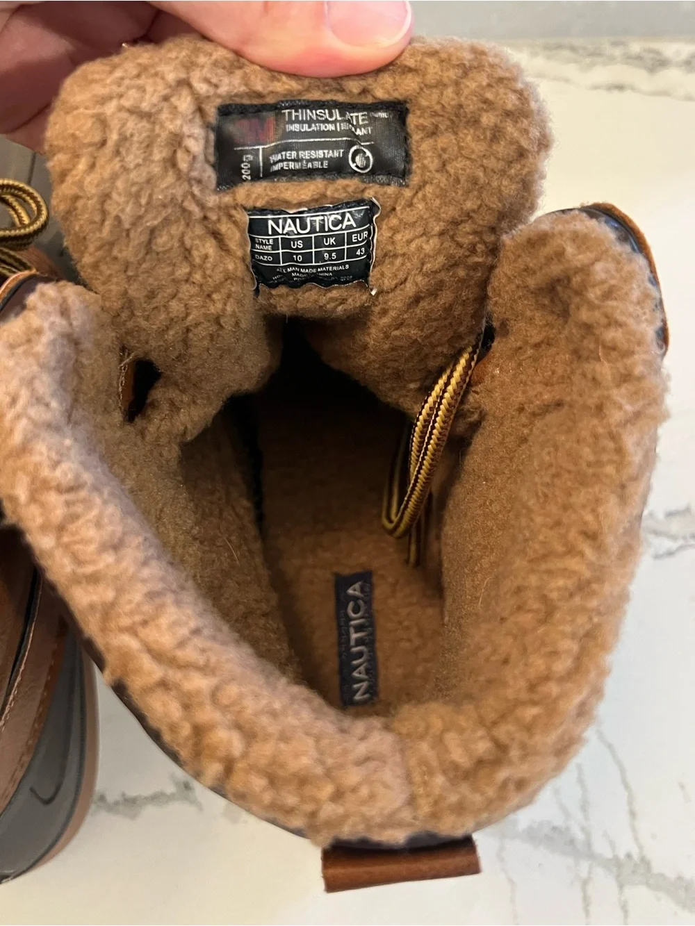 Nautica Brown Waterproof Duck Boots with Faux Shearling Men’s Size 10